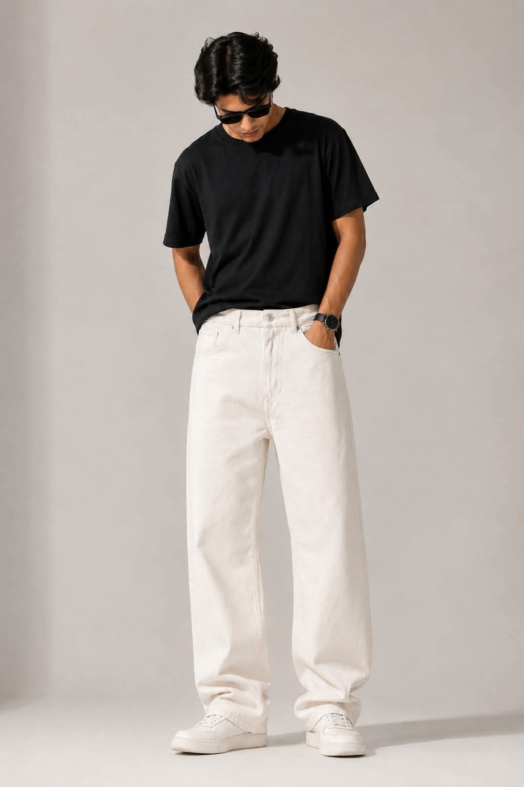 1. Denim Baggy - Cream
